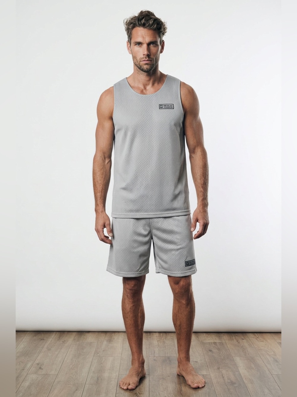 Mens gray reversible mesh training shorts size L